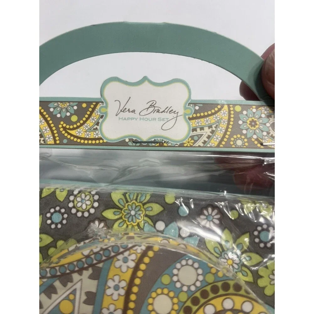 2 Vera Bradley Happy Hour Set, Napkins Coasters Place Cards Pink Green Yellow